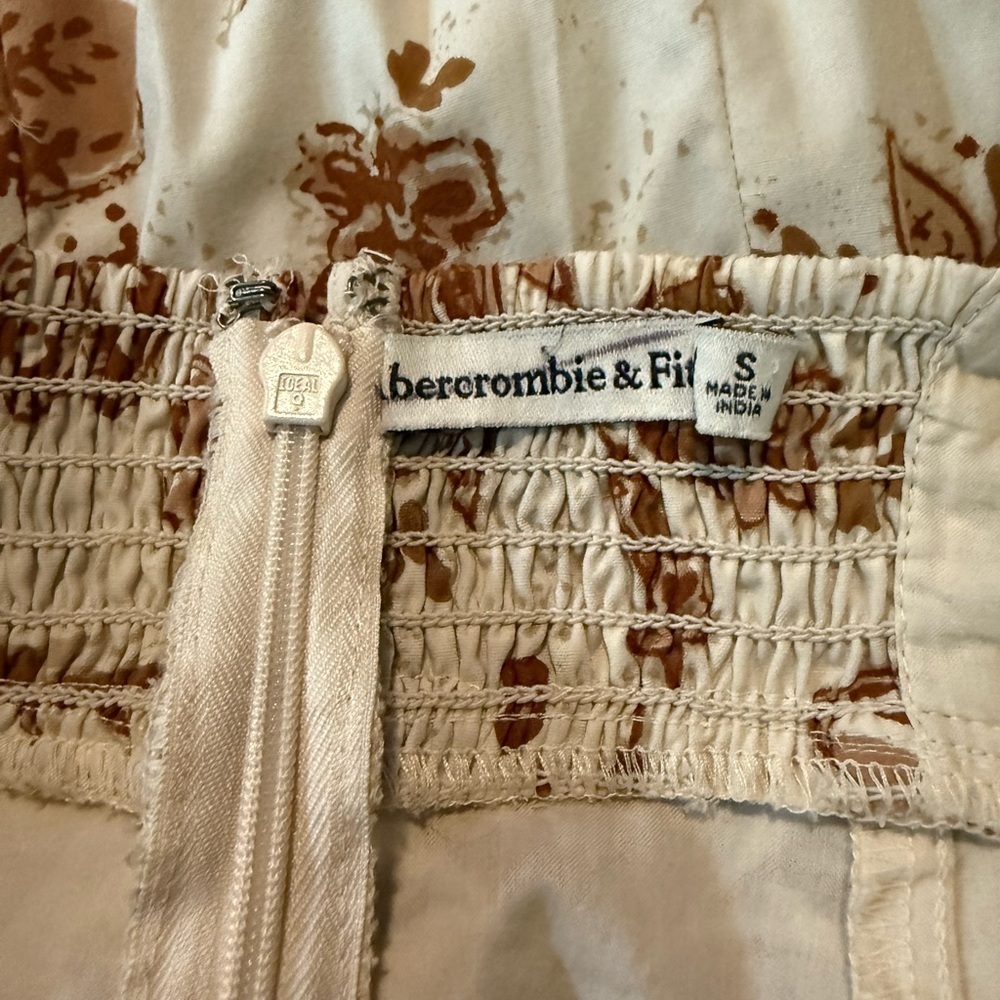 Abercrombie and Fitch Cream Floral Printed Poplin Puff Sleeve Midi Dress Small - Picture 13 of 15